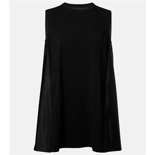Sacai abito corto in jersey e twill