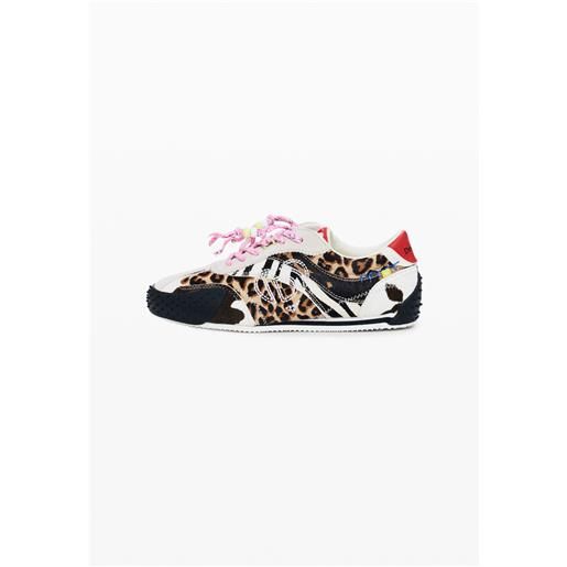 Desigual sneakers patchwork con stampa animalier