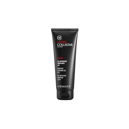 Collistar gel detergente purificante viso uomo, per pelle grassa e impura, con carbone attivo, rimuove impurità, effetto opacizzante, texture nera schiumogena, 125 ml