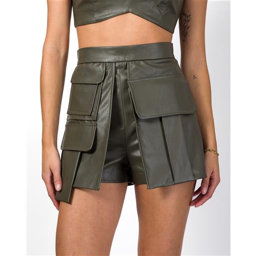 SILENCE LIMITED gonna pantaloncino cargo in ecopelle - lara - SILENCE LIMITED