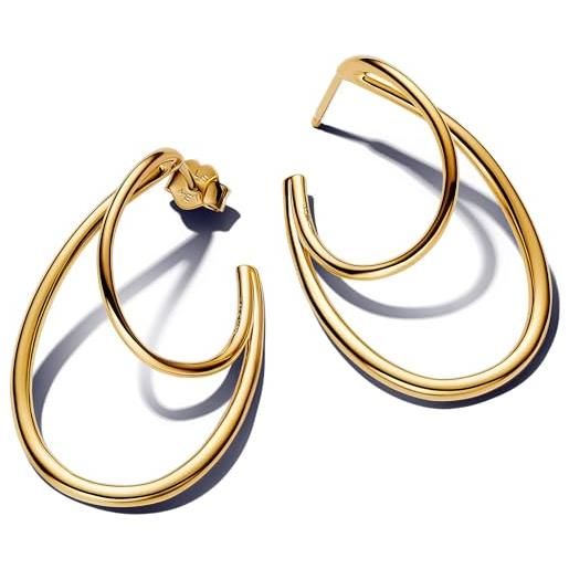 Pandora essence 263870c00 - orecchini a cerchio in argento sterling placcato oro 14 carati