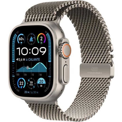 Apple watch ultra 2 gps + cellular 49mm natural titanium case with natural titanium milanese loop - l