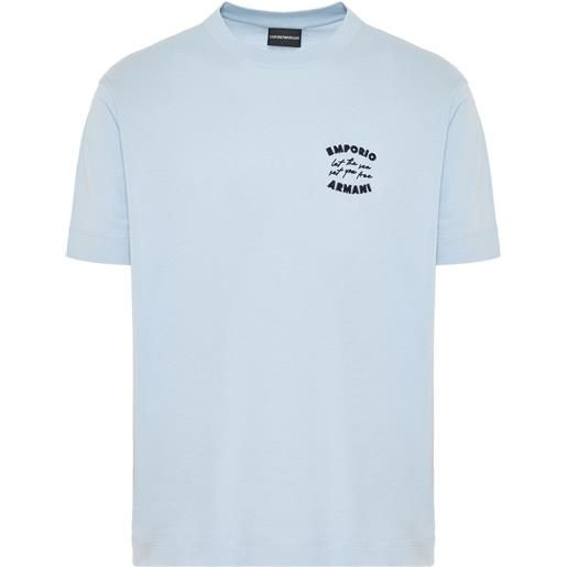 Emporio Armani t-shirt con logo ricamato - blu