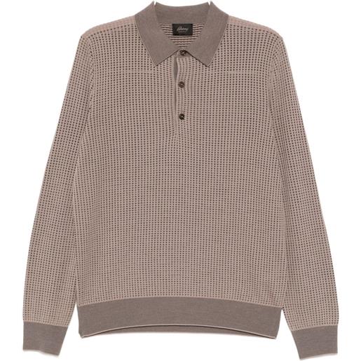 Brioni polo con trama a nido d'ape - marrone