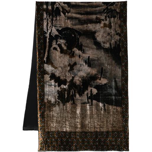 Pierre-Louis Mascia sciarpa in velluto con stampa - marrone