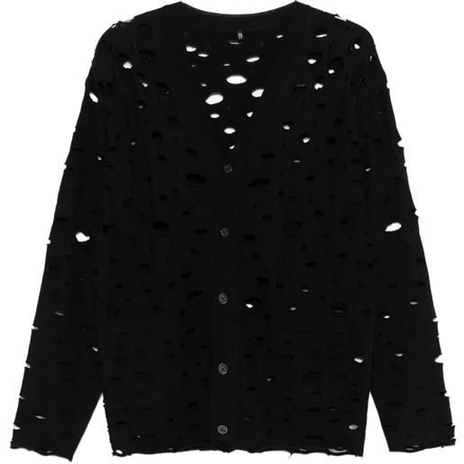 R13 cardigan con effetto vissuto - nero