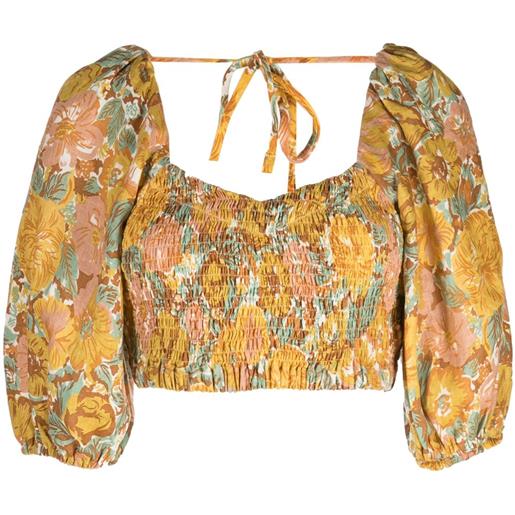 Faithfull the Brand top alejandra corto a fiori - giallo