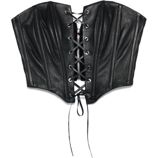 John Richmond corsetto in pelle con lacci - nero