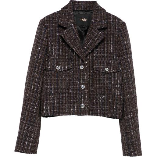 Maje blazer in tweed con paillettes - marrone