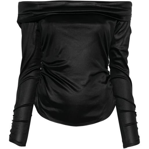 ISABEL MARANT top enesa con ruches e spalle scoperte - nero