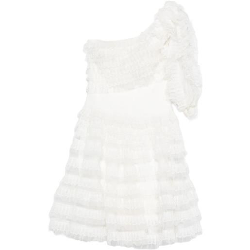 Gemy Maalouf abito monospalla con ruches - bianco