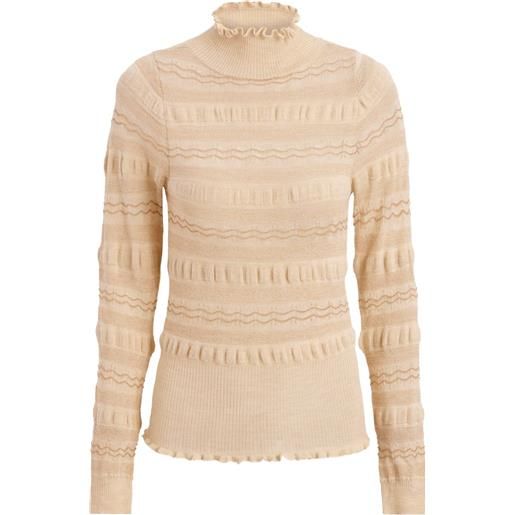 Marie Oliver maglione adison in lana a collo alto con ruches - toni neutri