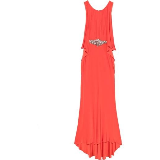 Gemy Maalouf abito lungo plissettato con decorazione - arancione