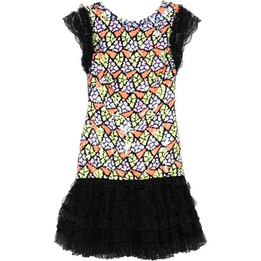 Gemy Maalouf abito corto con paillettes in tweed - arancione