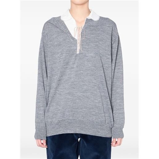 Kolor maglione con dettaglio in pizzo - grigio