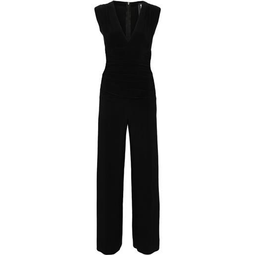 Norma Kamali ruched plunge jumpsuit - nero