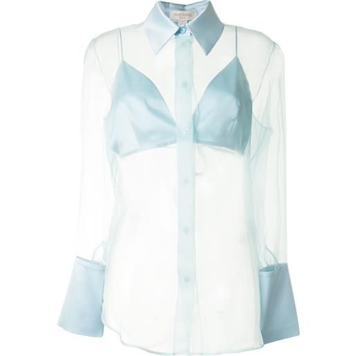Materiel camicia semi trasparente con reggiseno - blu