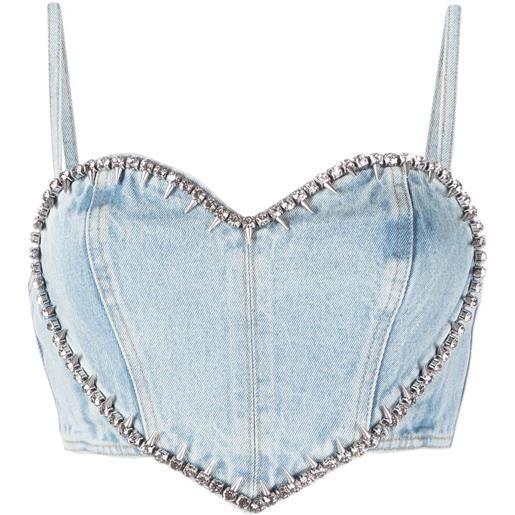 AREA top crop con decorazione - blu