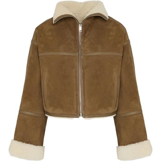 Yves Salomon giacca con bordo in shearling - marrone