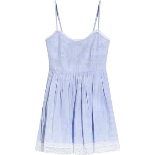 LoveShackFancy abito harrisine a righe con pizzo - blu