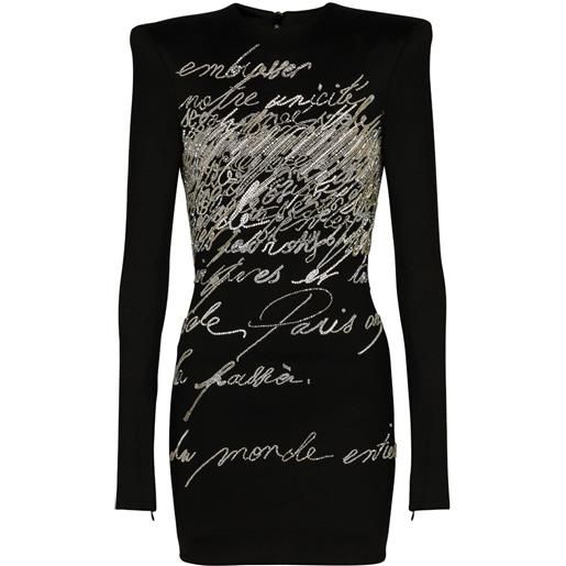 Balmain abito corto con strass - nero