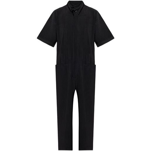 Homme Plissé Issey Miyake tuta intera plissettata a maniche corte - nero
