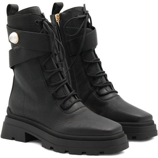 Jimmy Choo anfibi stringati con perle 45mm - nero