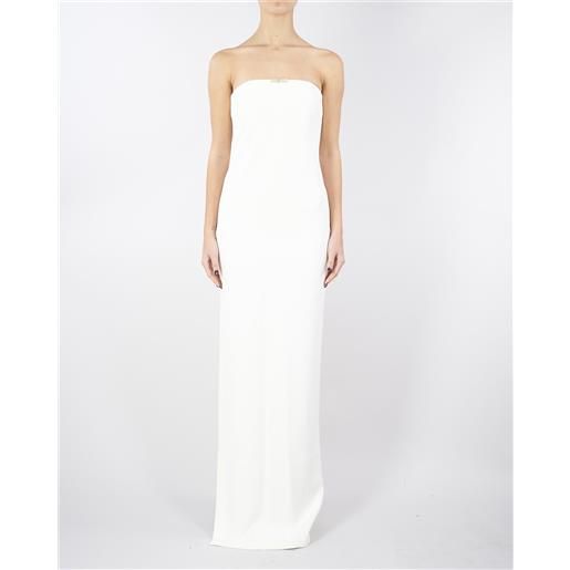 ELISABETTA FRANCHI abito red carpet avorio in doppio crêpe leggero con dettaglio gioiello