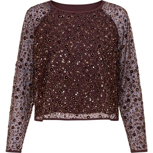 Twinset  blusa in tulle ricamato con paillettes