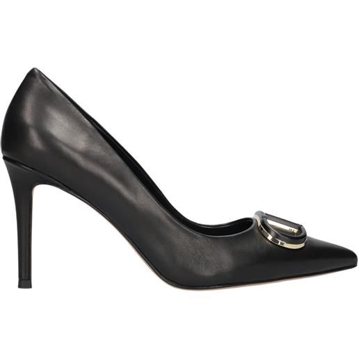 TWINSET décolleté in pelle con oval t