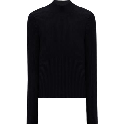 Twinset  maglia nera in maglia a coste con apertura sul retro