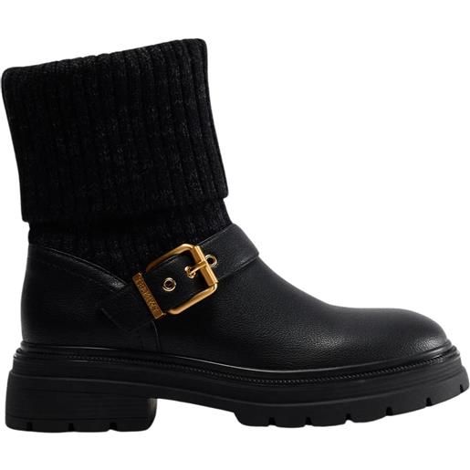 TWINSET stivaletti biker con dettaglio calza in maglia