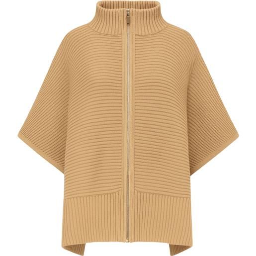 Twinset milano  poncho in maglia a coste con zip