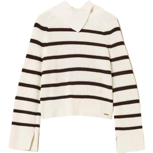 TWINSET maglia a righe con collo asimmetrico