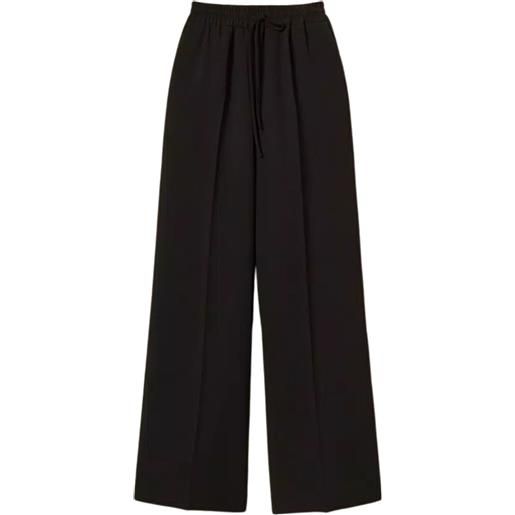 TWINSET pantaloni ampi in crêpe con coulisse