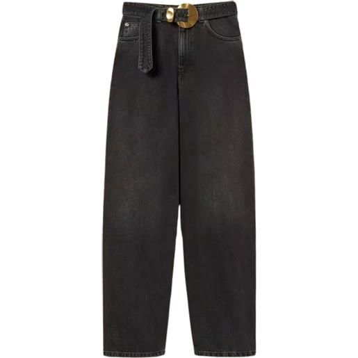 TWINSET jeans neri con cintura e maxi fibbia