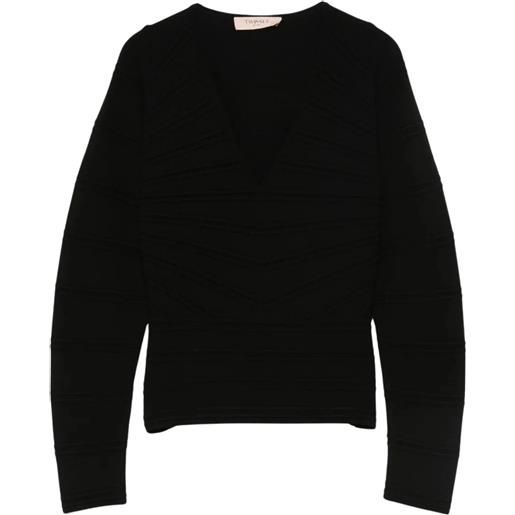 Twinset actitude  maglia nera con scollo a v