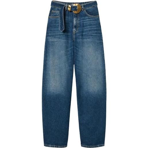 TWINSET jeans ampi con cintura e maxi fibbia