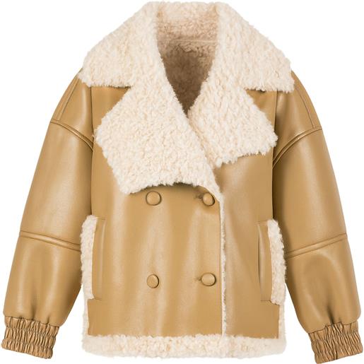 Twinset giacca in ecopelle con dettagli in shearling