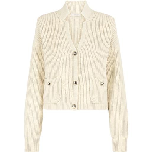 Twinset cardigan corto in maglia a costine con bottoni gioiello