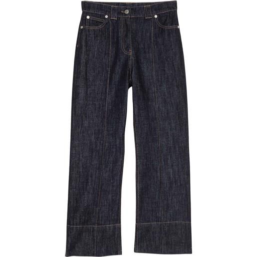 Twinset jeans cropped a gamba dritta in denim scuro