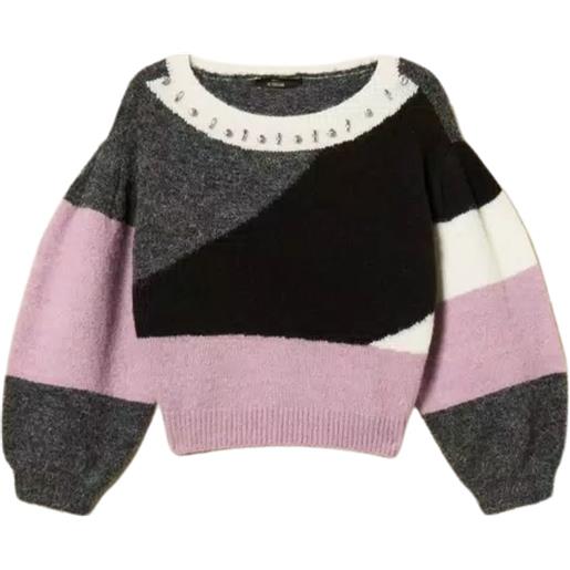 TWINSET maglia con intarsi e ricami