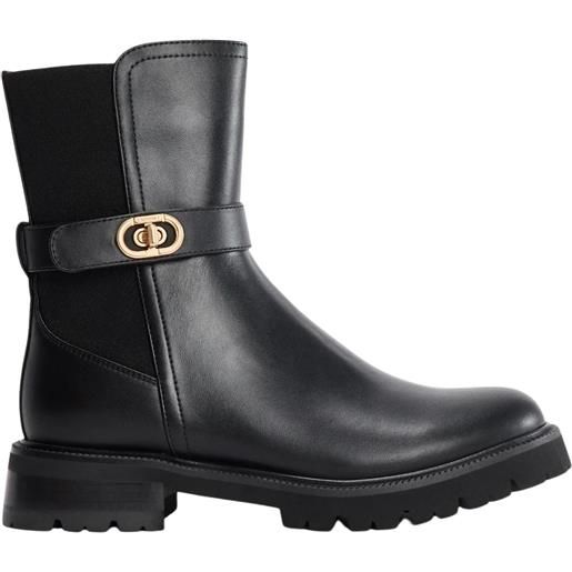 TWINSET stivaletti chelsea in pelle sintetica e tessuto