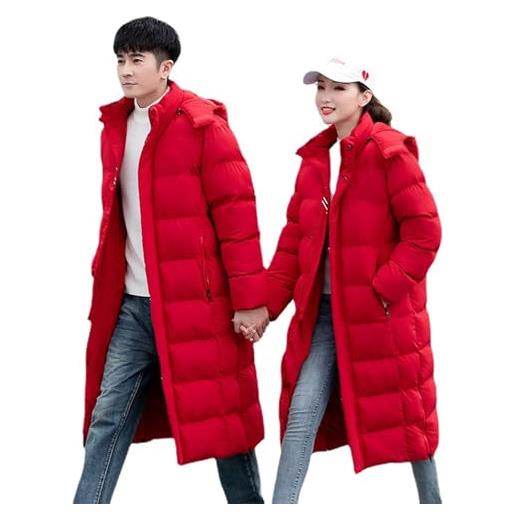 ANUFER unisex uomo donna lungo giacca puffer termico cotone imbottito cappotto invernale con cappuccio staccabile sd5a1030 bianco 2xl