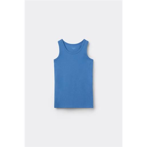 Tezenis canotta spalla larga bimbi unisex in cotone unisex azzurro