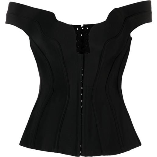 Mugler corsetto impossible neckline con spalle scoperte - nero