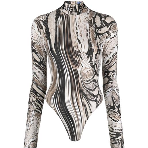 Mugler body con effetto pelle di serpente - toni neutri