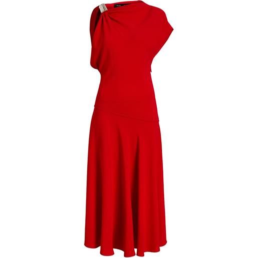 Proenza Schouler abito elegante midi monospalla con drappeggio - rosso