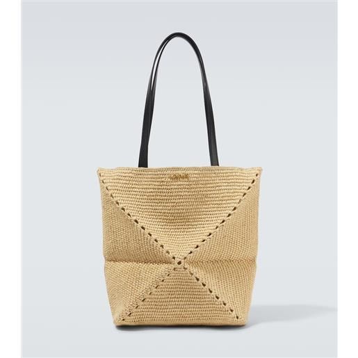 Loewe paula's ibiza - borsa puzzle fold medium in rafia