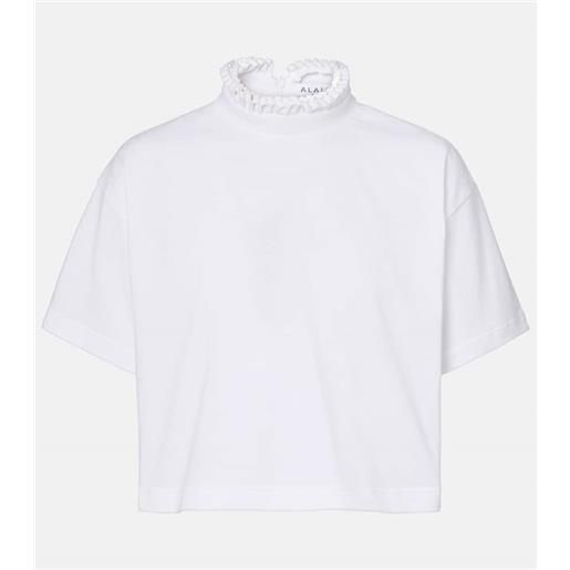 Alaia alaã¯a lupetto cropped in jersey di cotone